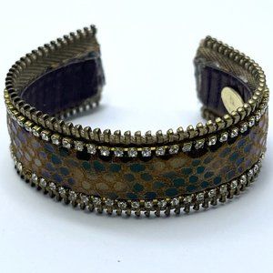 Bee Charming Leather Zipper Cuff Bracelet